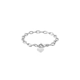 Bracciale in argento e cuore pendente con piccolo diamante ct. 0,83, colore GH.