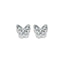 Orecchini in oro bianco 9kt a forma di farfalla con diamanti, taglio rotondo, ct. 0,09, colore GH.
