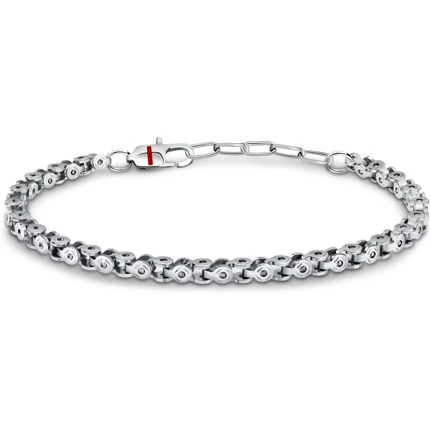 Bracciale in acciaio e smalto a catena da uomo, lunghezza 22,00 cm.