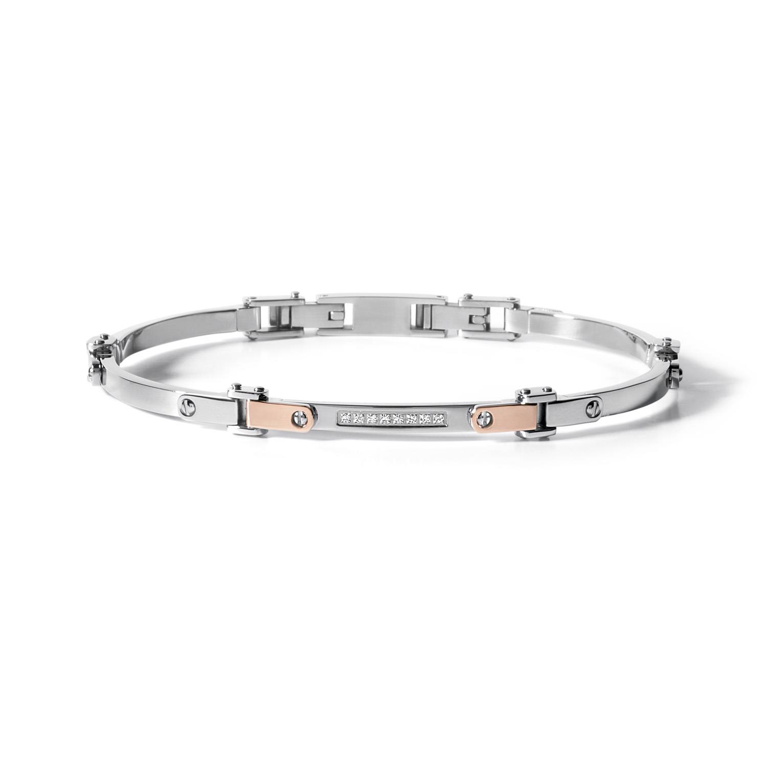 Bracciale in acciaio e oro rosè 750% con diamanti bianchi P.Ct.4