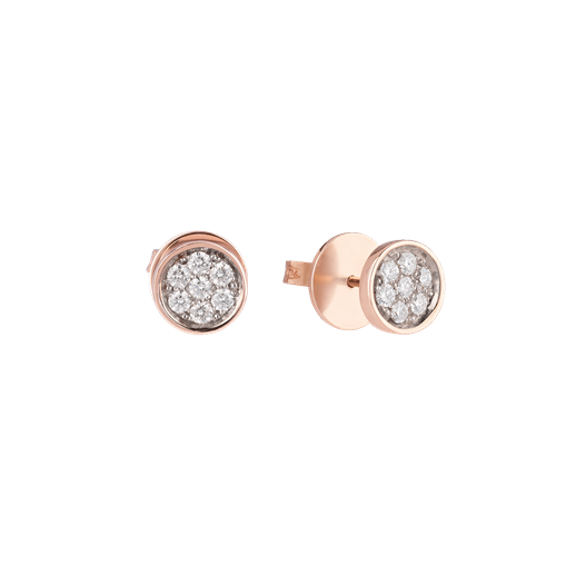 Orecchini coprilobo Capritude Paillettes 8mm in oro rosa 18Kt e pavè di diamanti