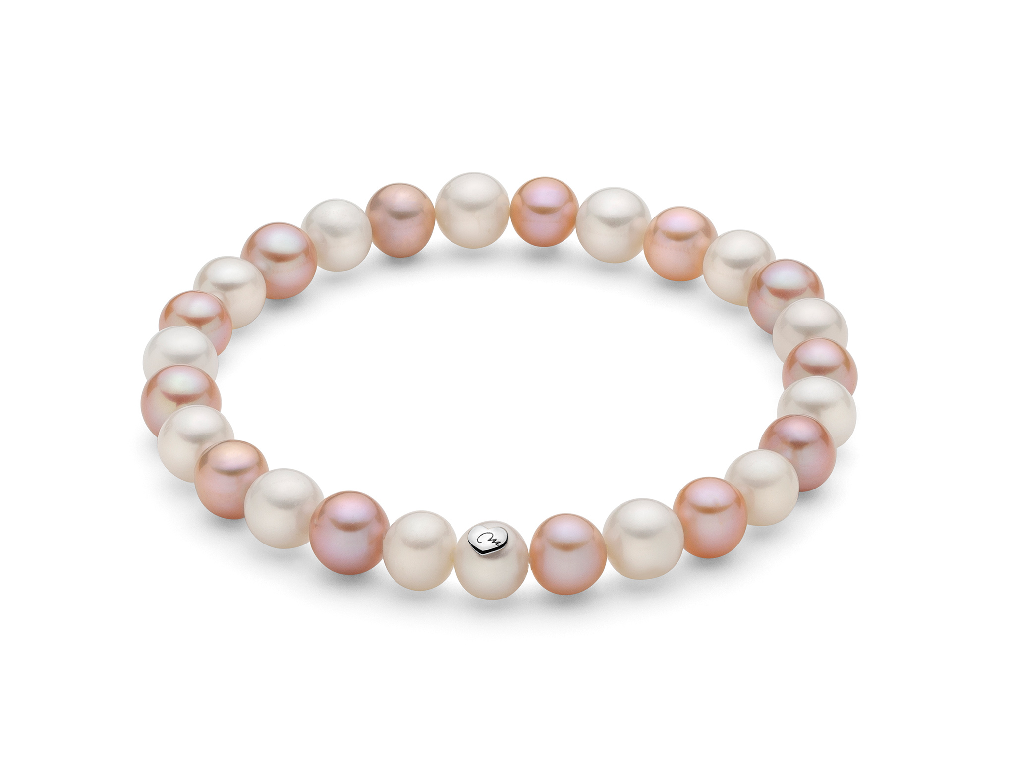 Bracciale in Argento 925/1000 con perle vere Multicolore 6,5-7 mm e 1 perla vera colore bianco 6,5-7 mm.