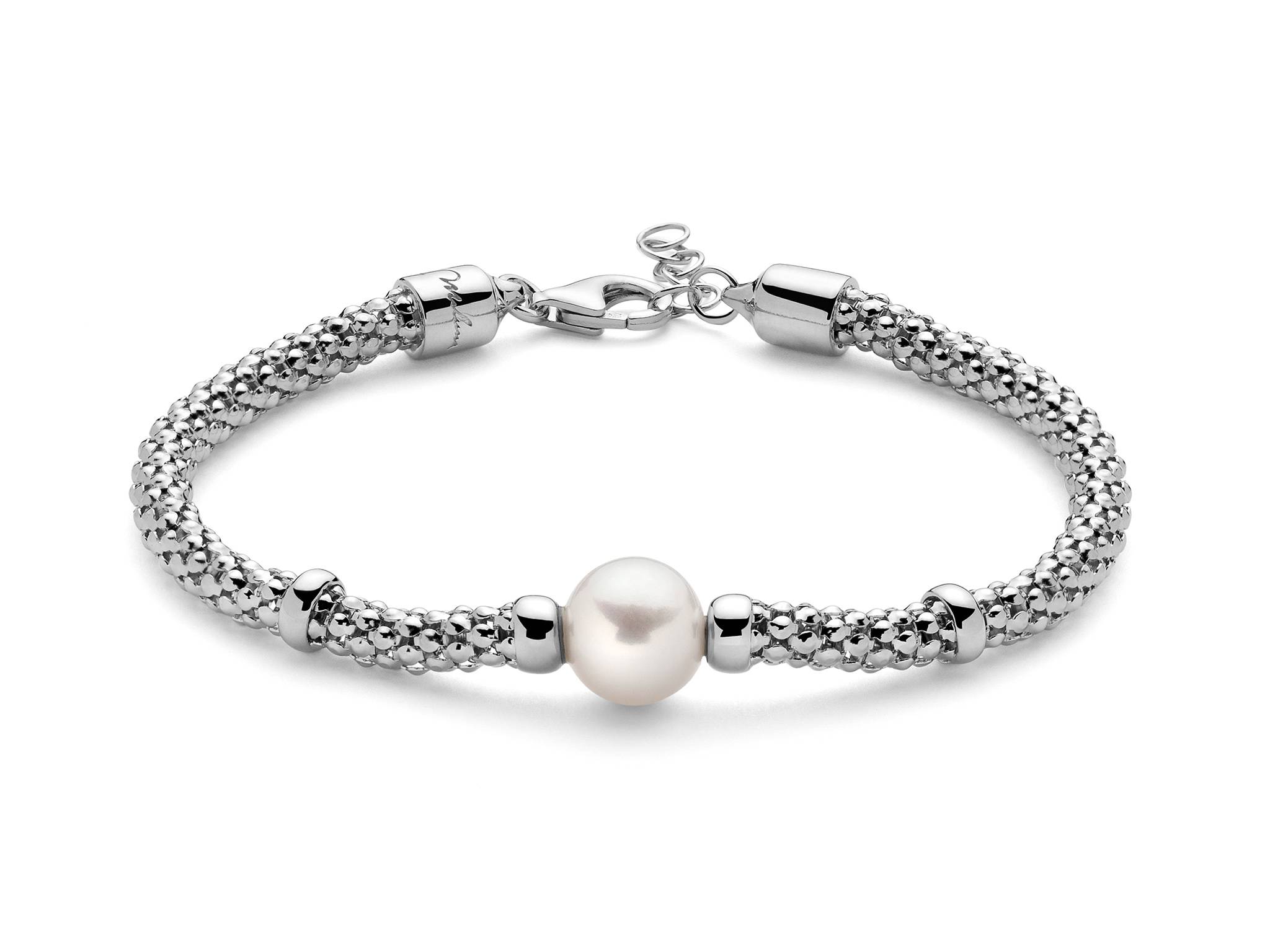 BRACCIALE MILUNA IN ARGENTO 925/1000 CON PERLA BIANCA VERA, COLORE BIANCO 9-9,5 MM.